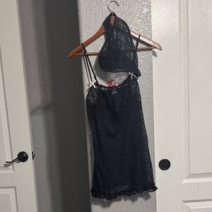 Elegant Black Lace Nightgown